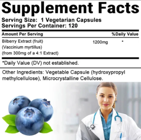 Bilberry extracty supplément